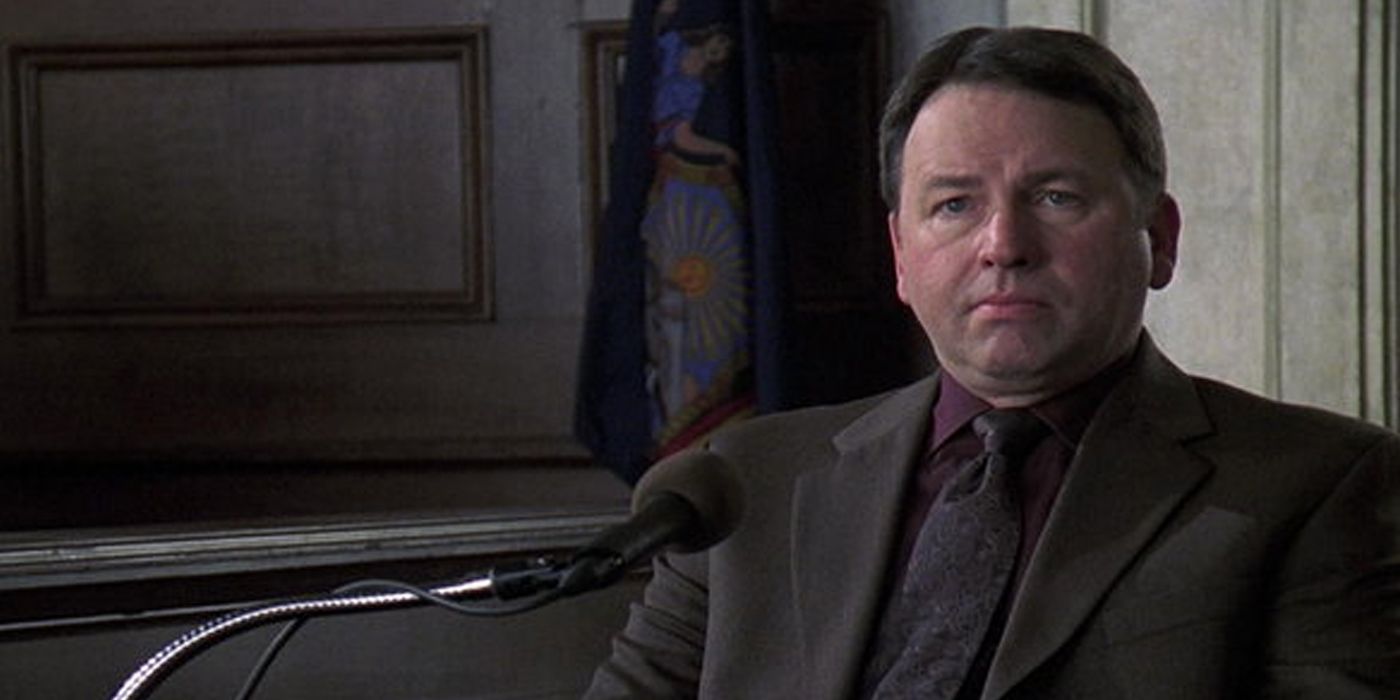 John Ritter on the witness stand in court in the Law and Order episode Monogamy