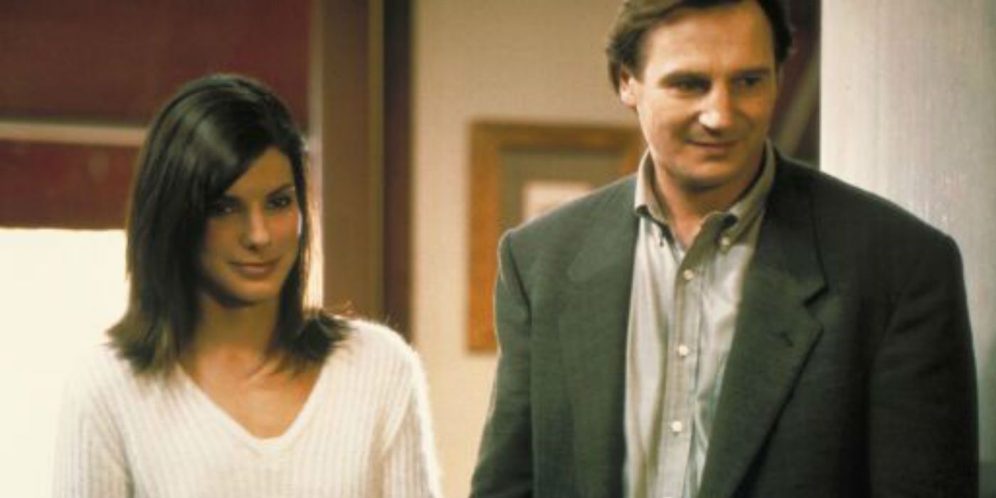 Liam Neeson and Sandra Bullock in Gun Shy.