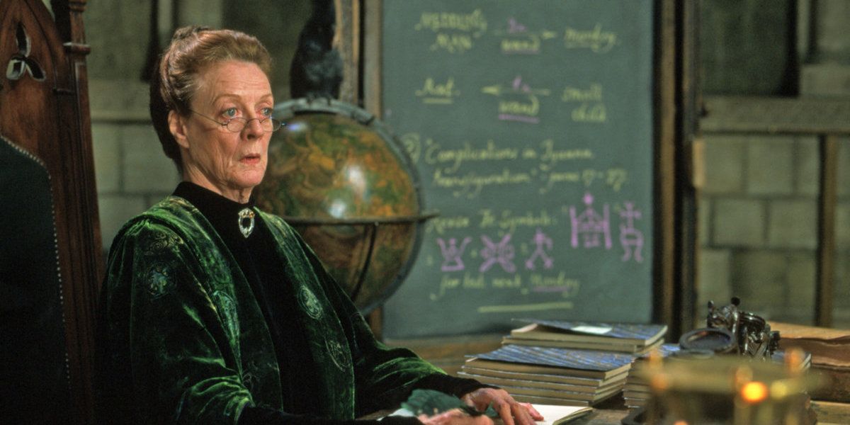 McGonagall sitting at her desk in Harry Potter