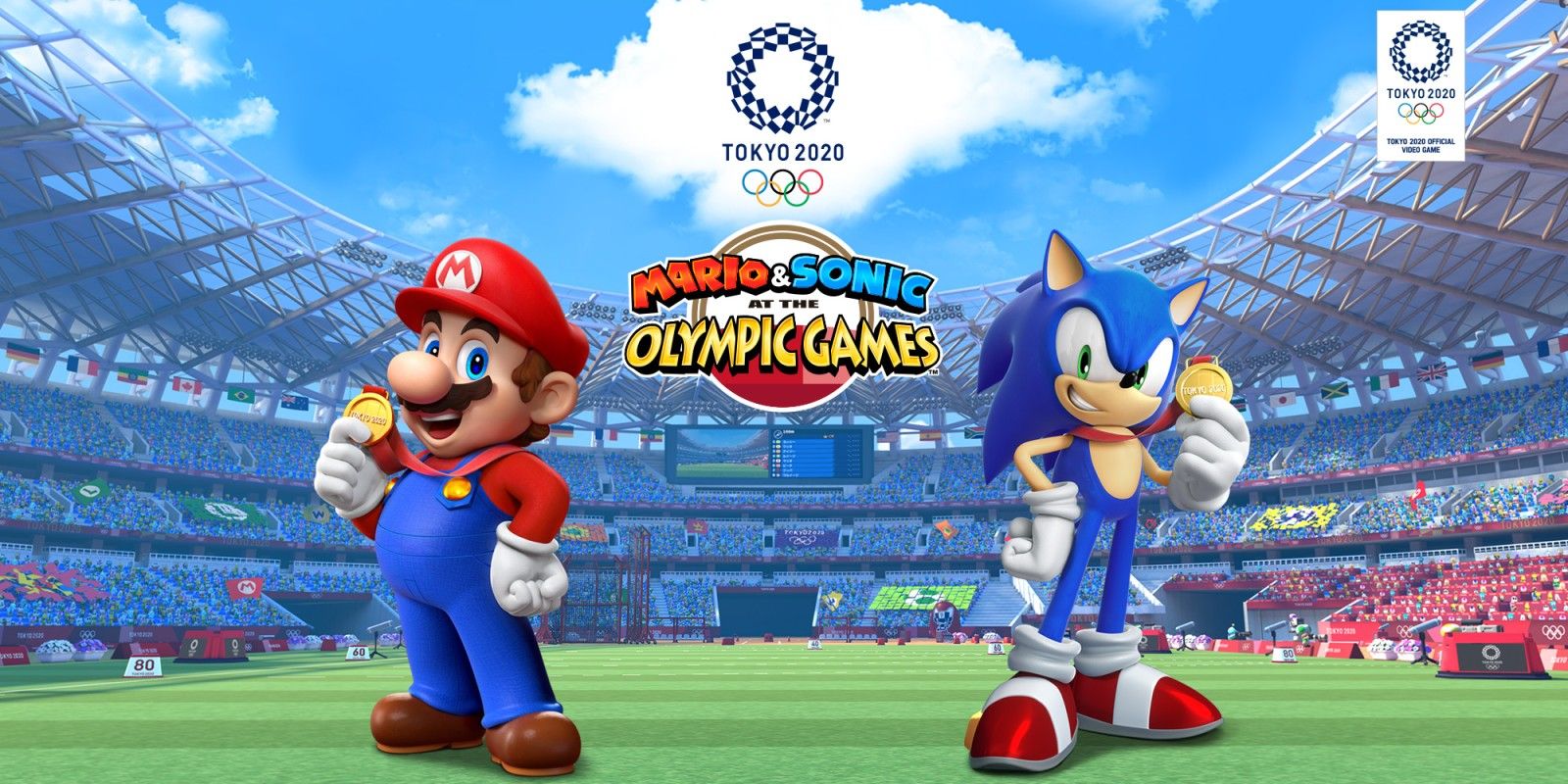 Banner featuring Mario and Sonic at the olympic Games