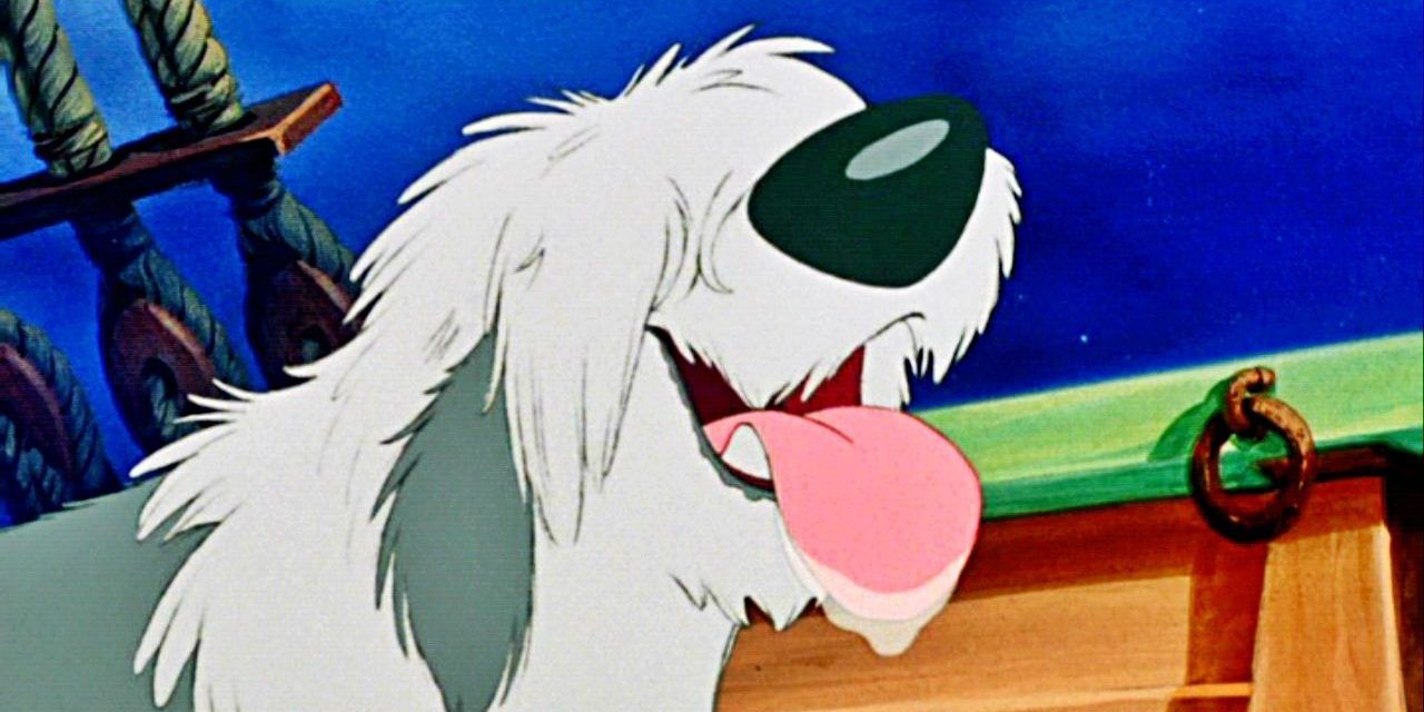 Max the dog smiling on a boat in The Little Mermaid