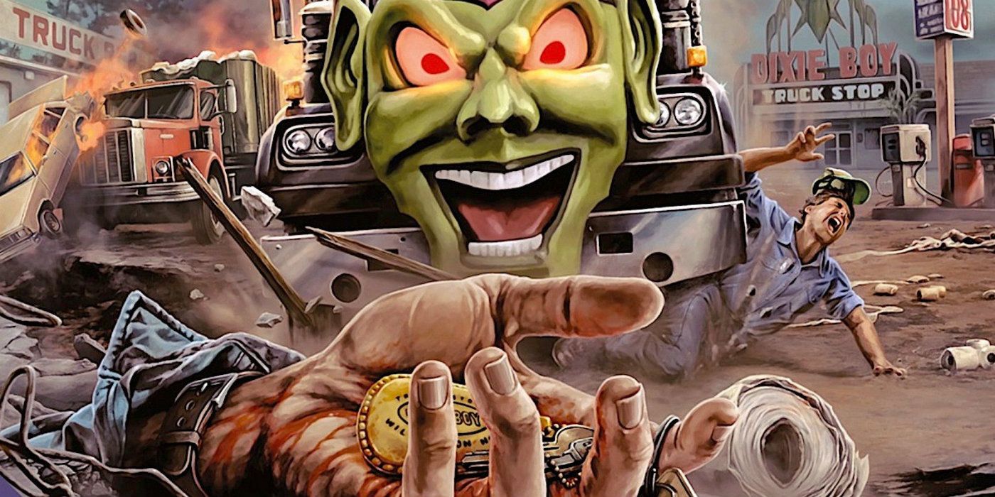 Promotional art from the Stephen King film Maximum Overdrive.