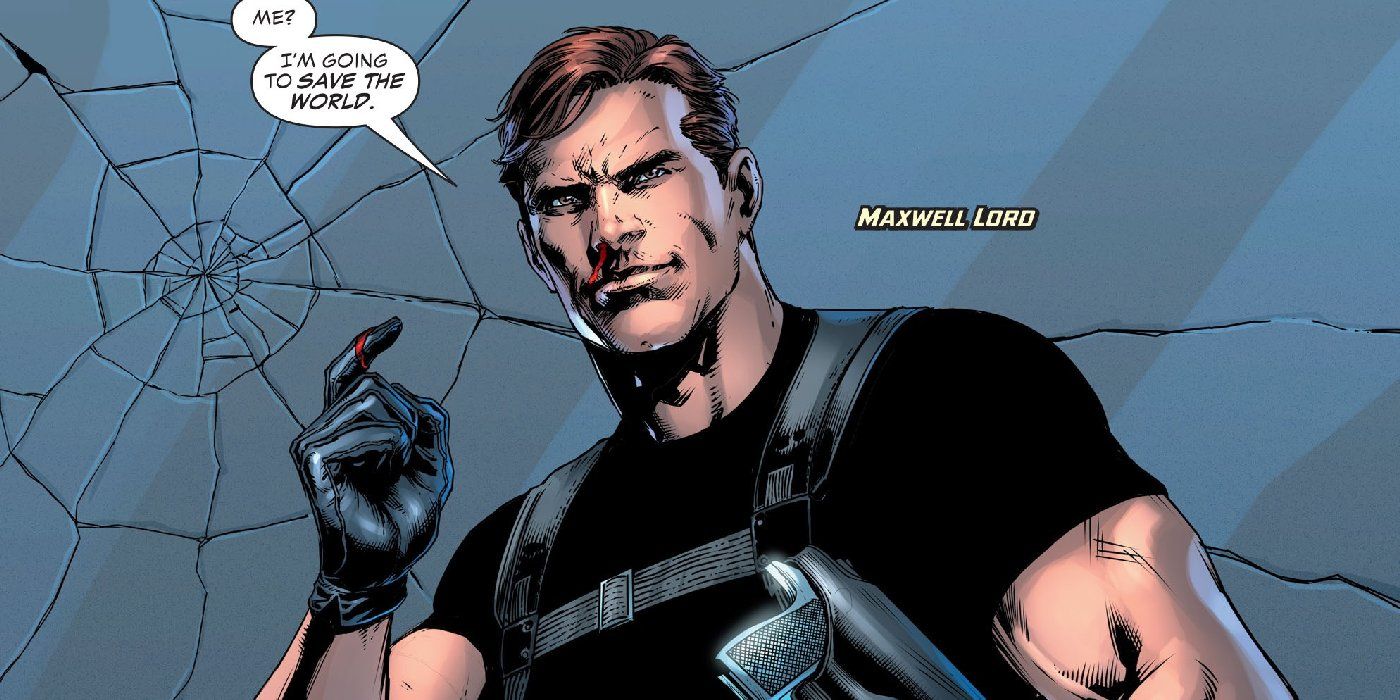 Maxwell Lord sorri e parece presunçoso nos quadrinhos da DC.