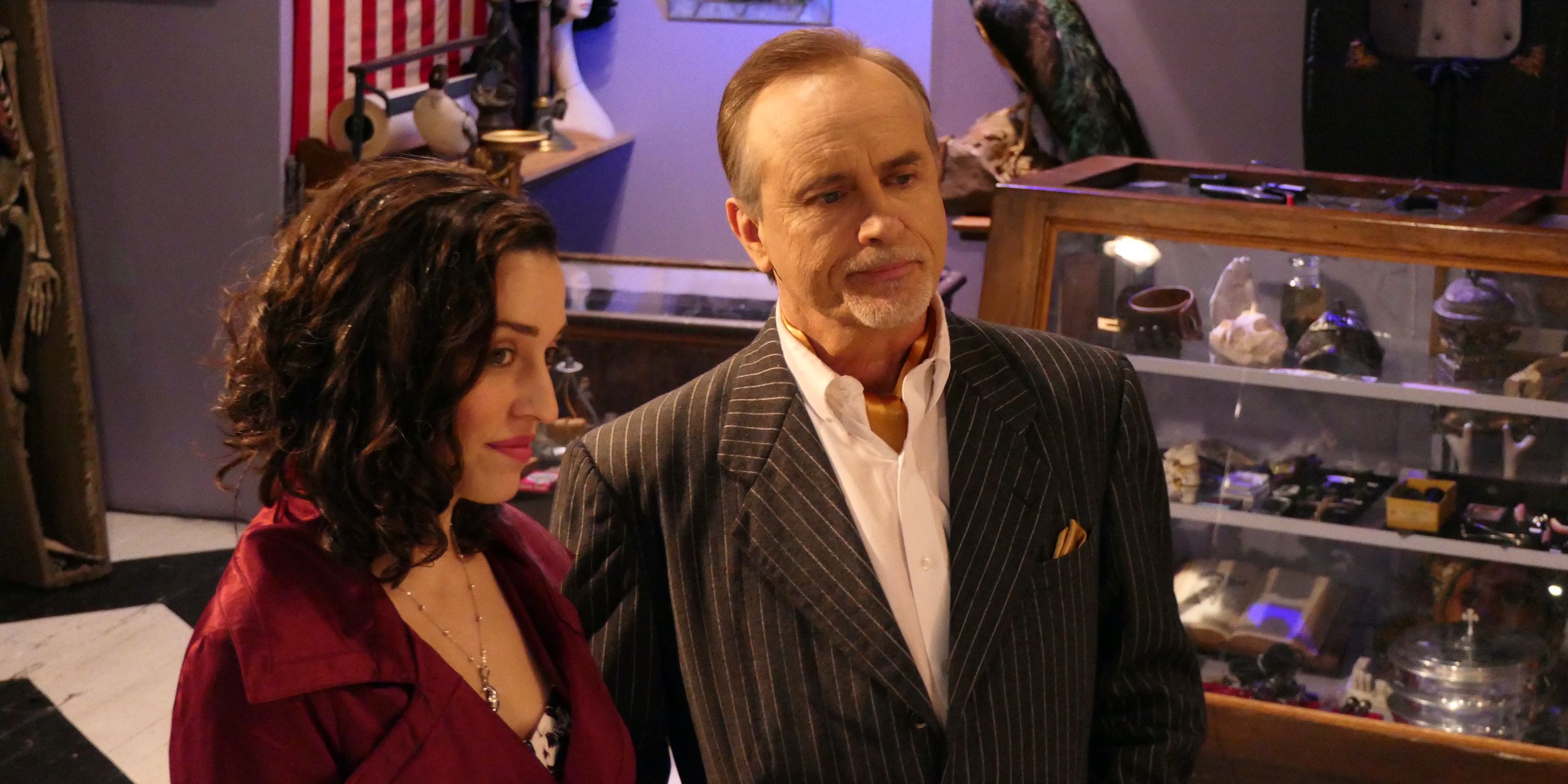 Meagan Karimi-Naser and Jeffrey Combs in Holiday Hell