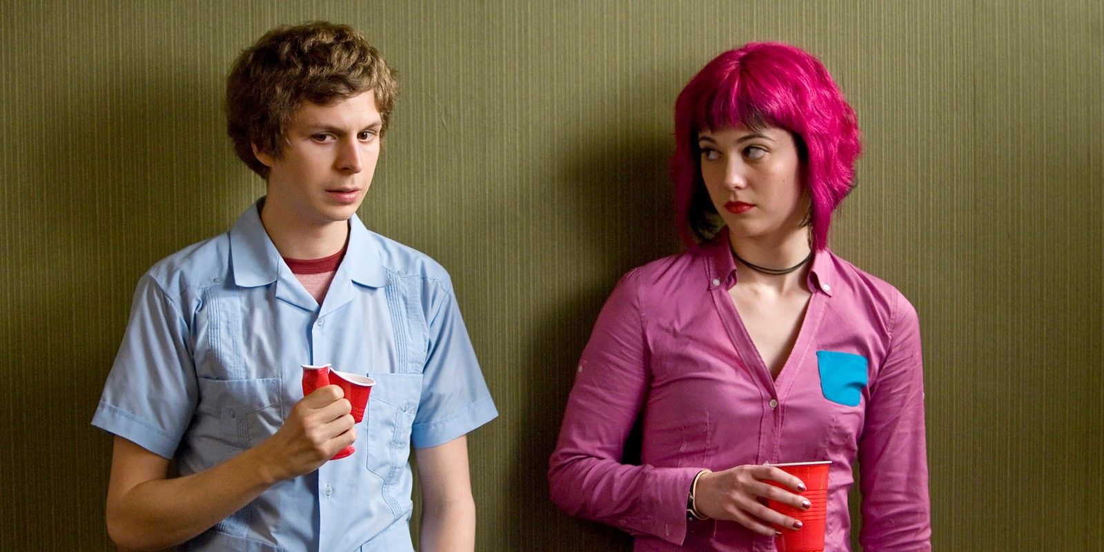 Michael Cera and Mary Elizabeth Winstead as Romona Flowers in Scott Pilgrim vs The World