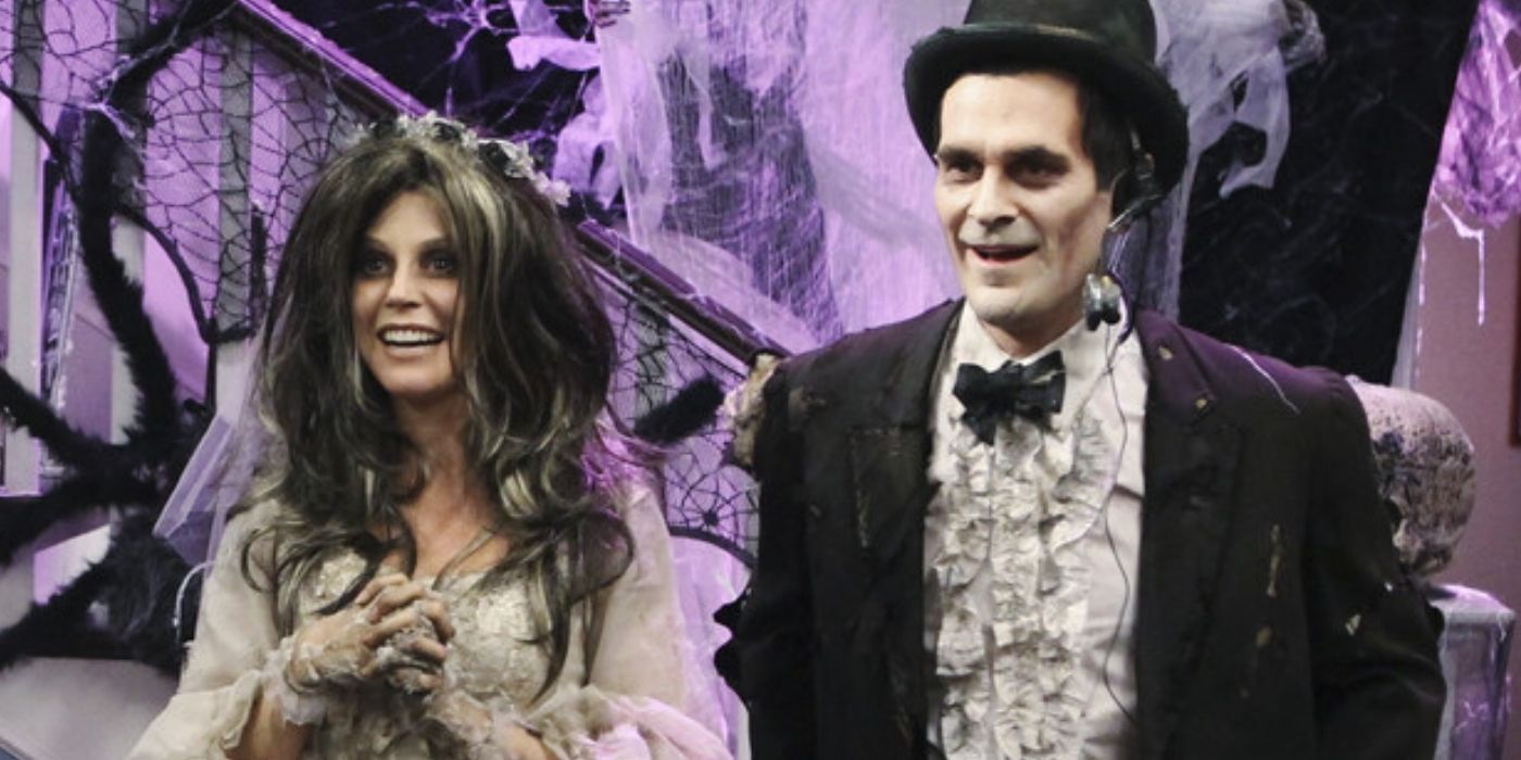 Claire and Phil as the corpse Bride and Groom in Modern Family.