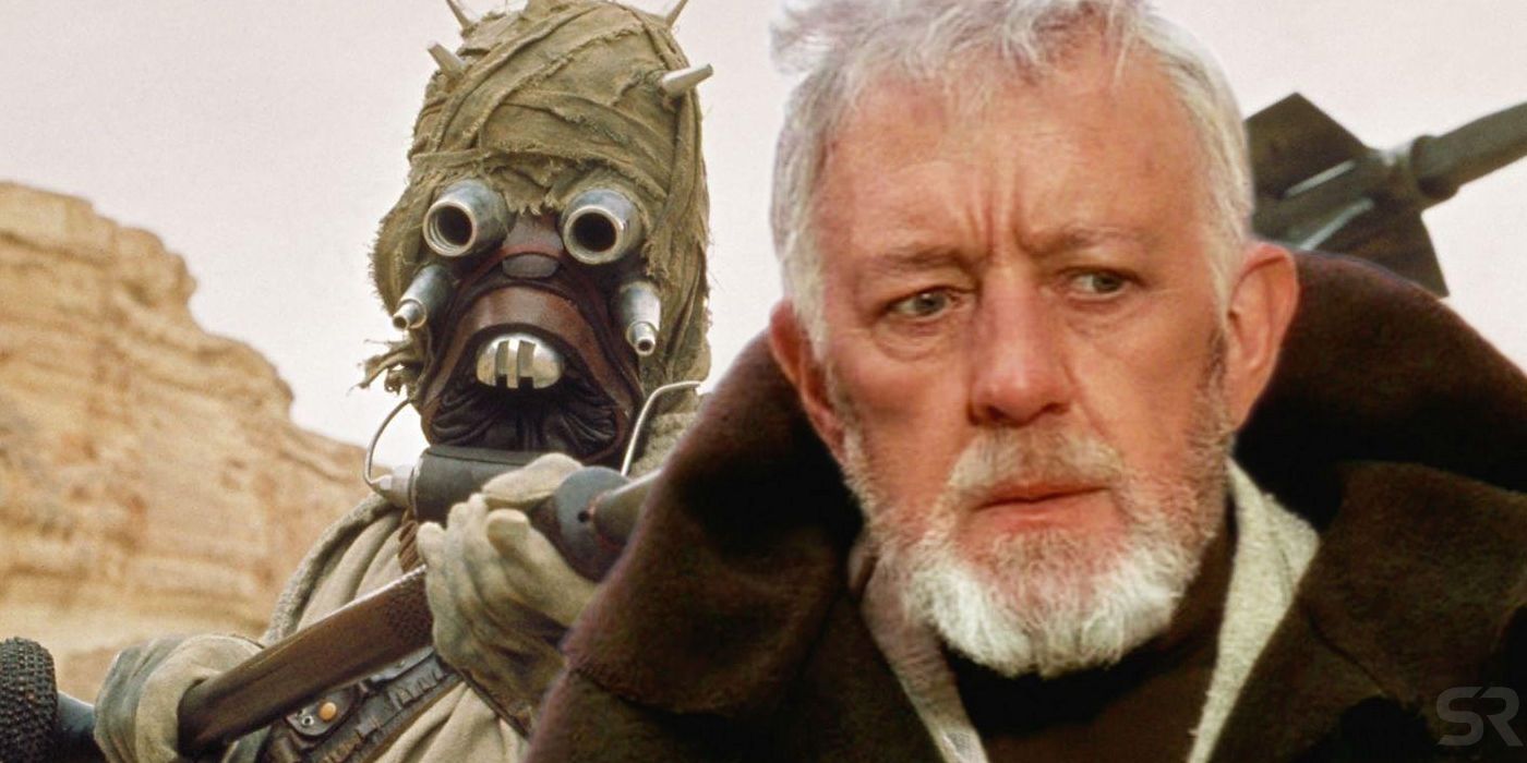 Obi-Wan Kenobi and Tusken Raider in A New Hope
