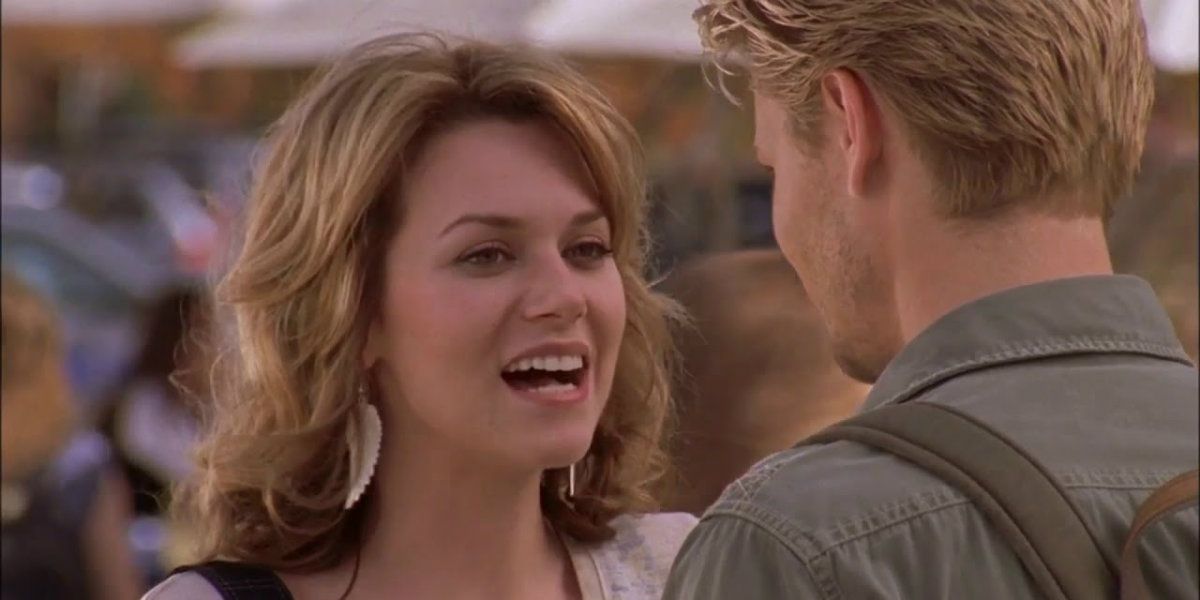 Peyton and Lucas smiling at each other on One Tree Hill