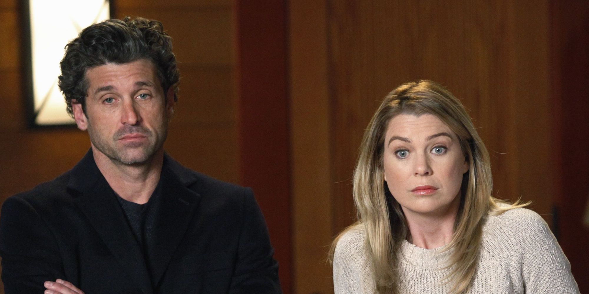Derek and Meredith look astonished in Greys Anatomy