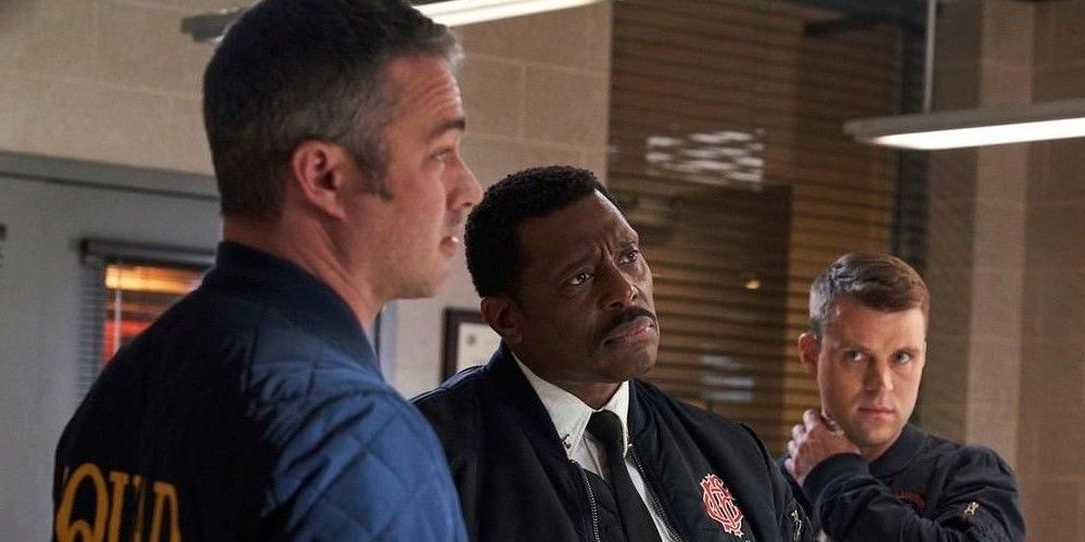 Image Severide, Boden, and Casey in firehouse