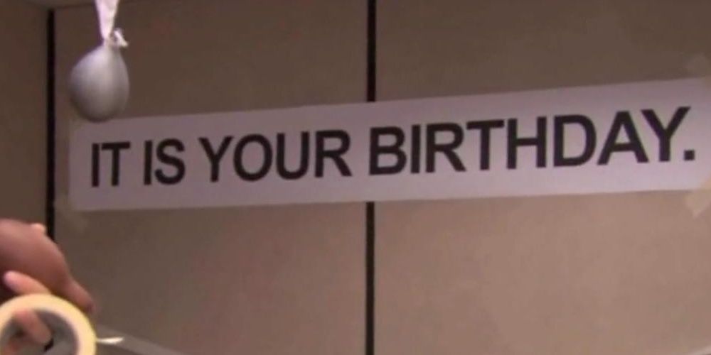 A birthday banner in the conference room on Gilmore Girls