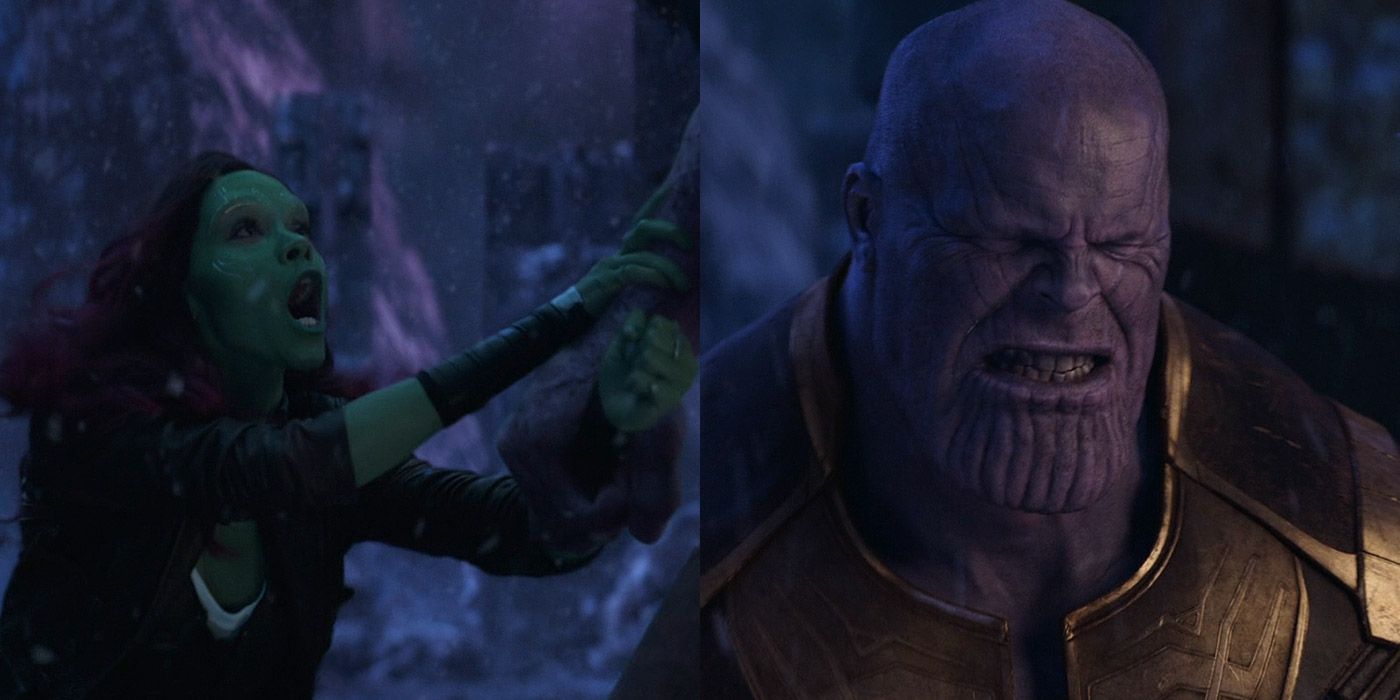 A remorseful Thanos prepares to kill Gamora in Avengers: Infinity War