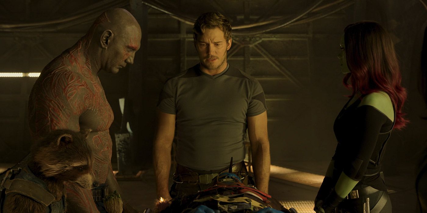 Rocket, Drax, Quill and Gamora say goodbye to Yondu in Guardians of the Galaxy 2
