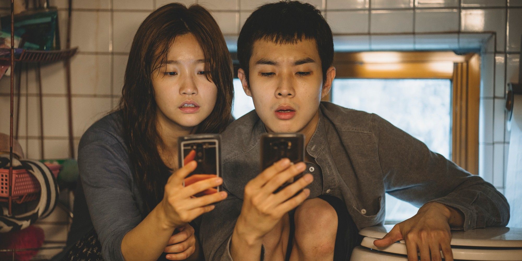 So-dam Park and Woo-sik Choi in Parasite