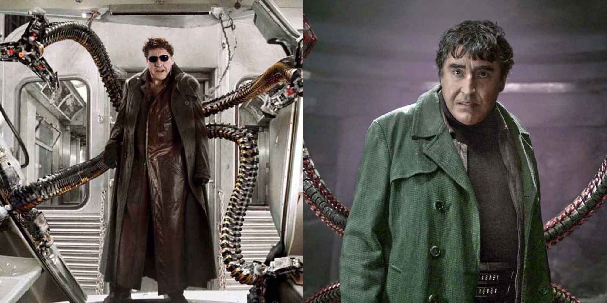 Split image of Doctor Octopus in Spider-Man 2, and Spider-Man: No Way Home