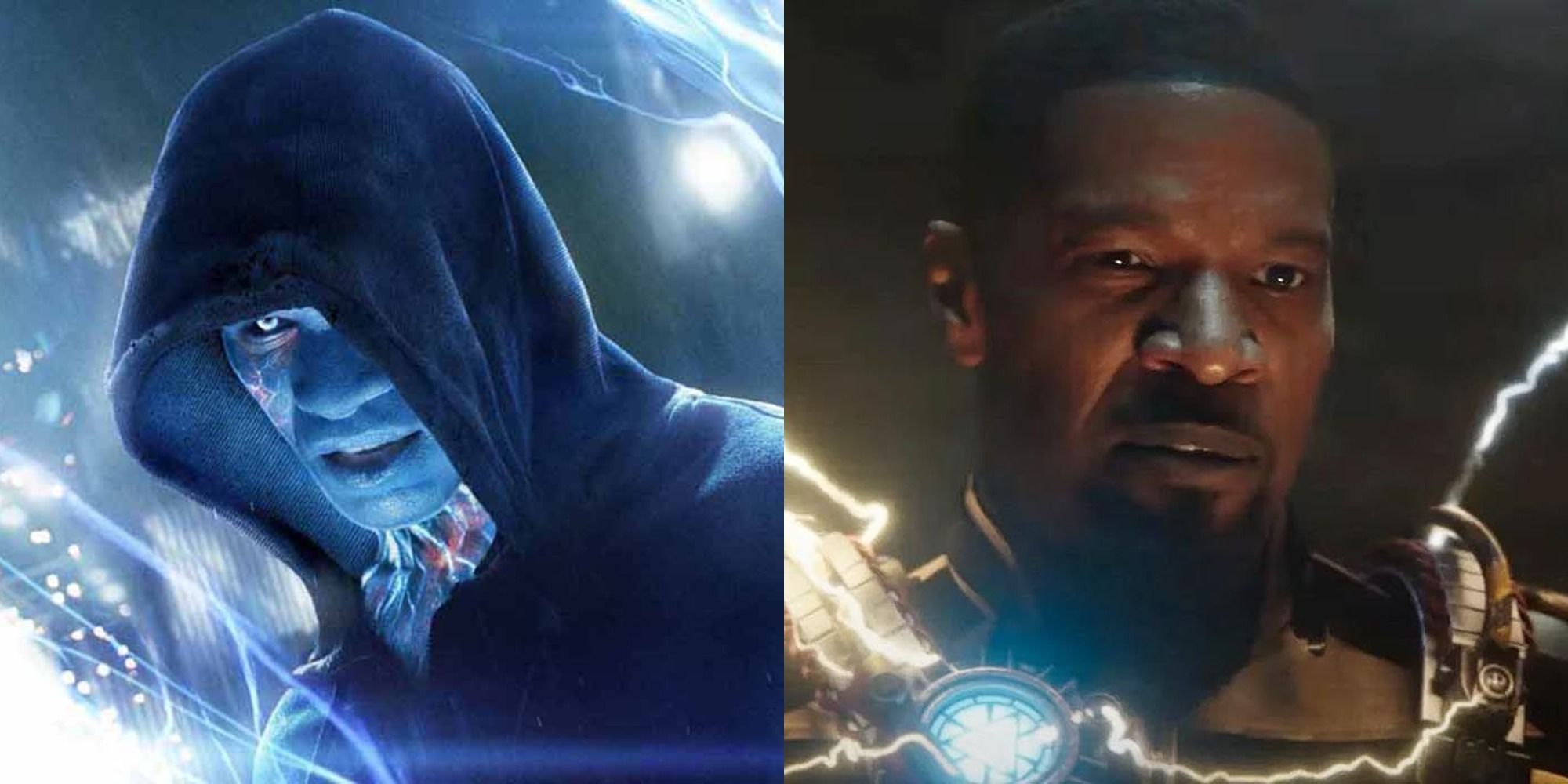 Split image of Electro in The Amazing Spider-Man 2 and Spider-Man: No Way Home