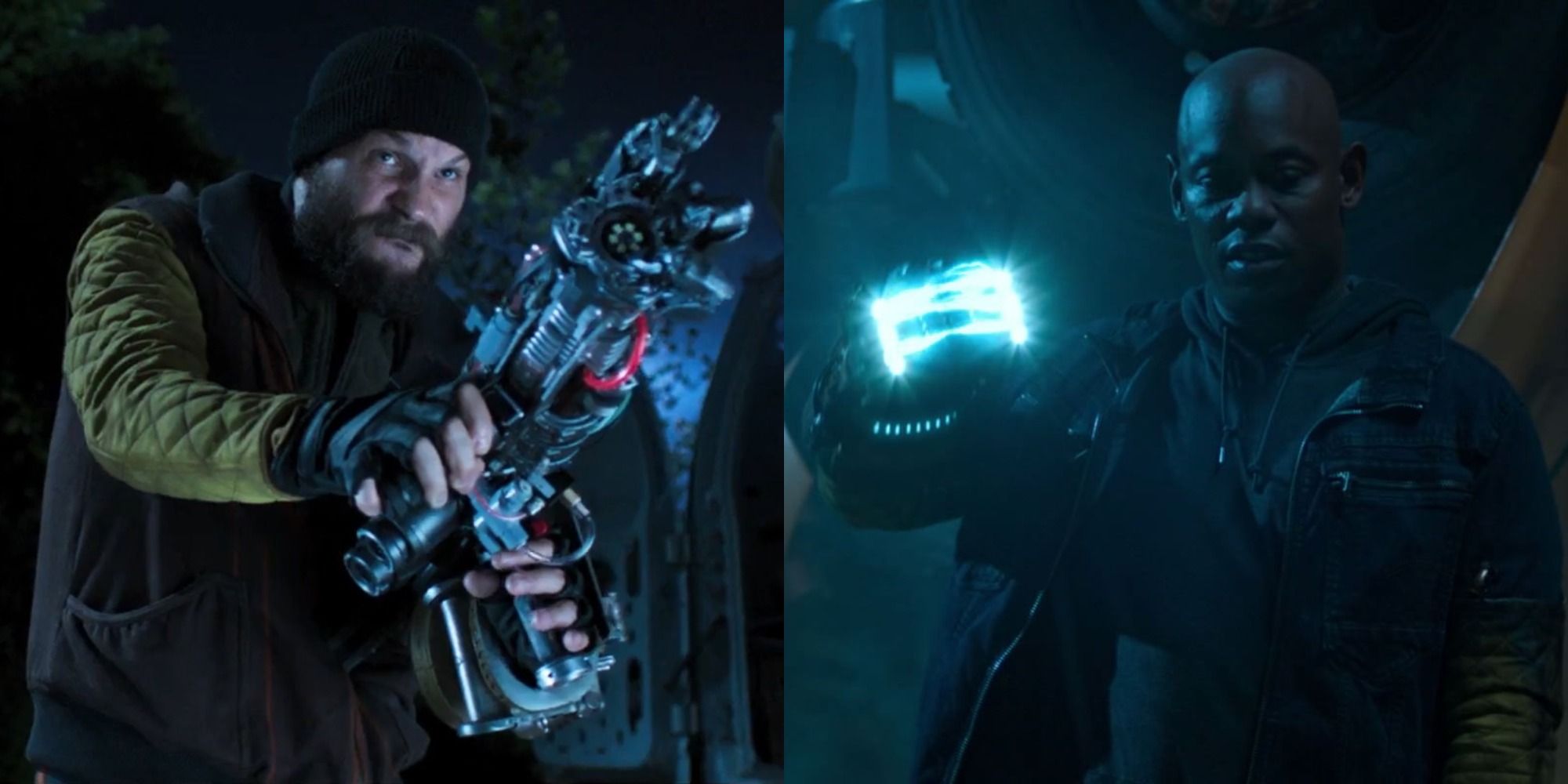 Split image of the two Shockers in Spider-Man: Homecoming