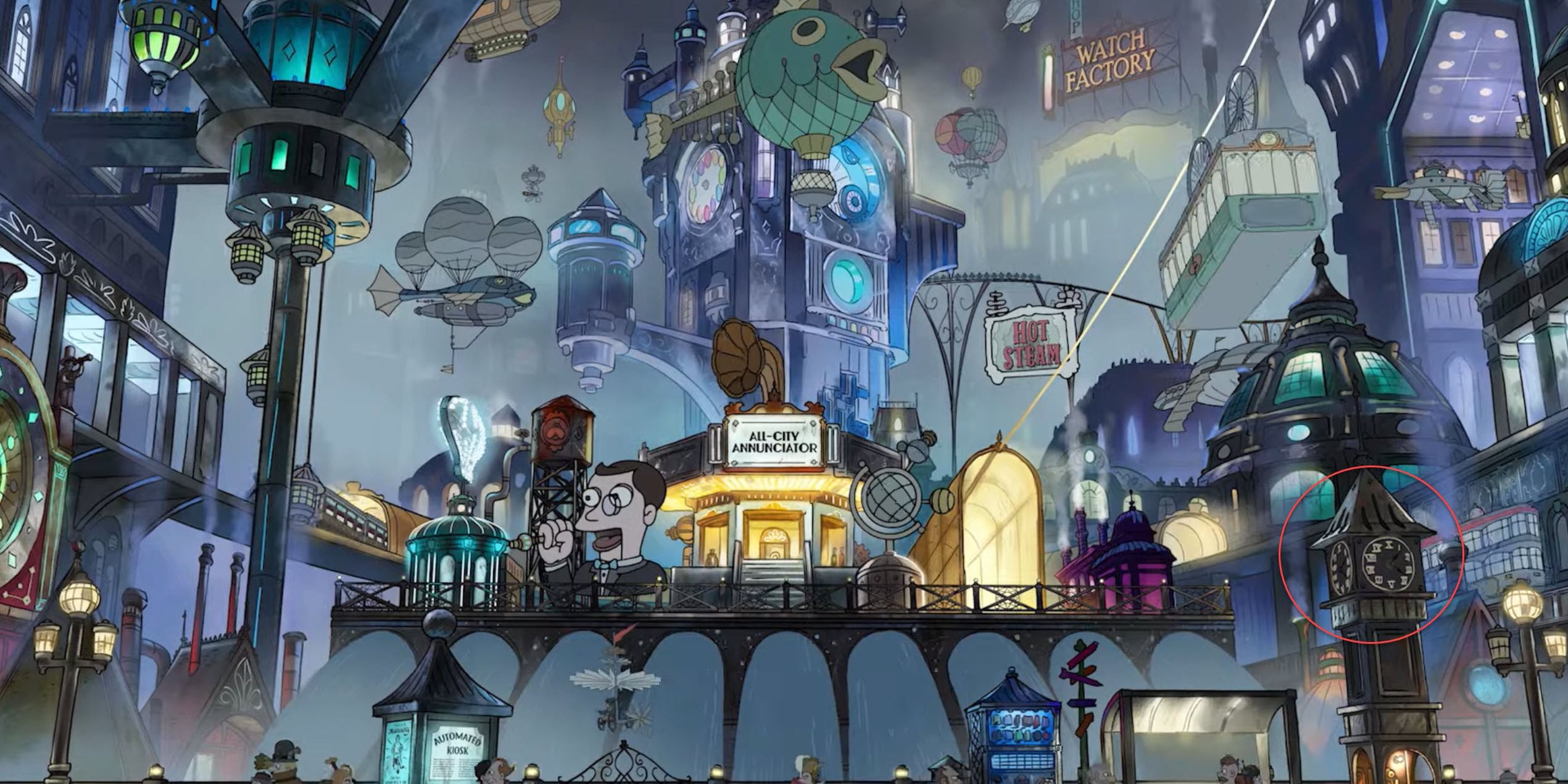 A shot of Steamland in Disenchantment.