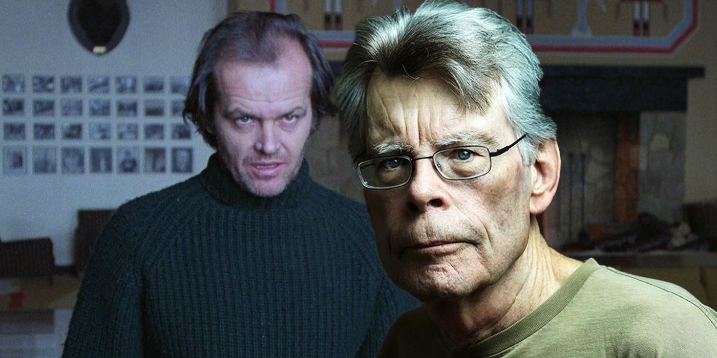 Split image of Jack Nicholson in The Shining and Stephen King
