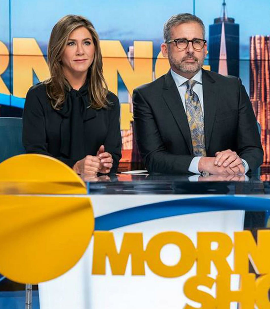 Steve Carell and Jennifer Aniston in The Morning Show Vertical