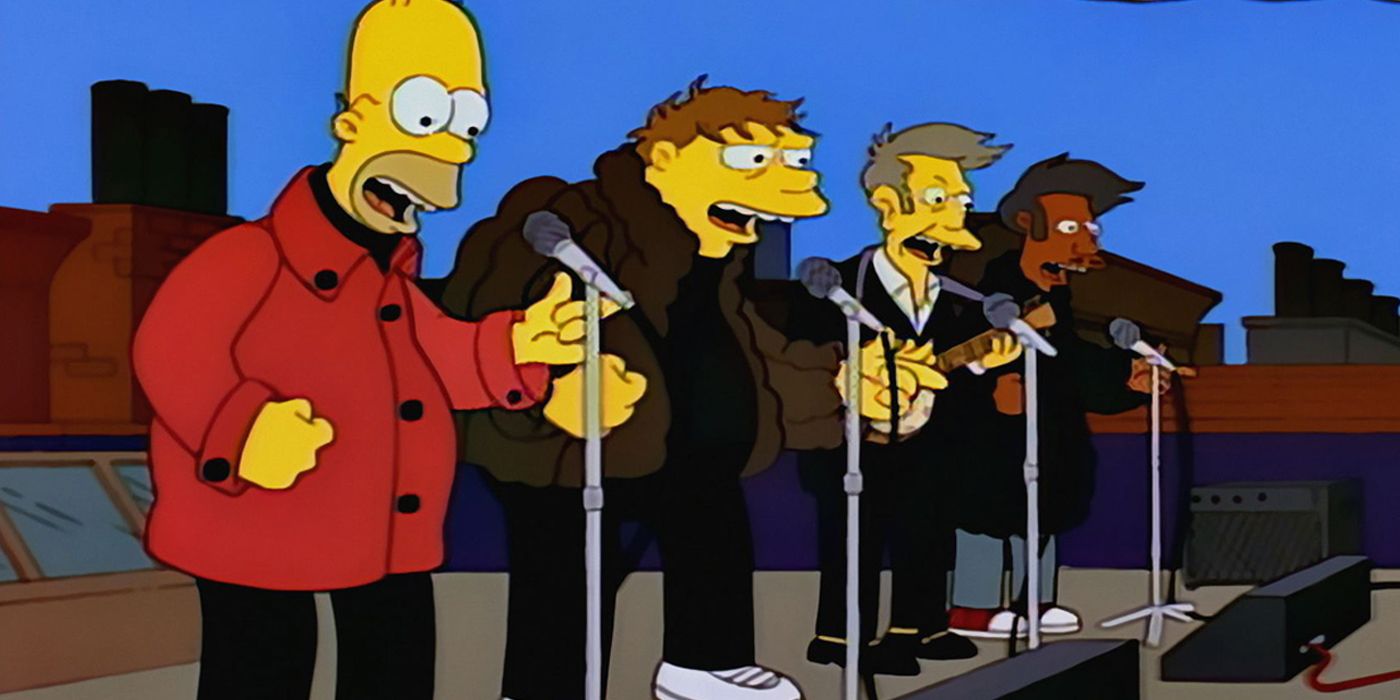 The Be Sharps mimicking the Beatles in The Simpsons