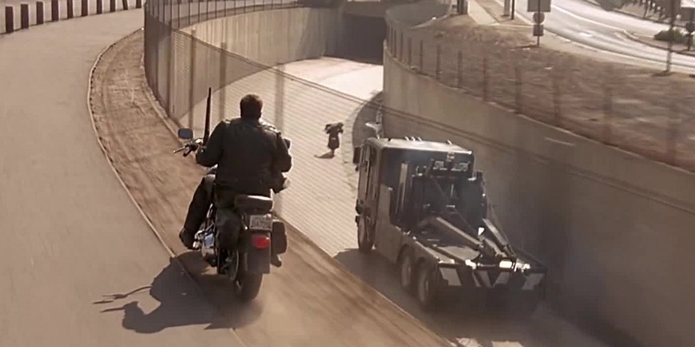 Terminator 2 Bike Chase River Bed Scene