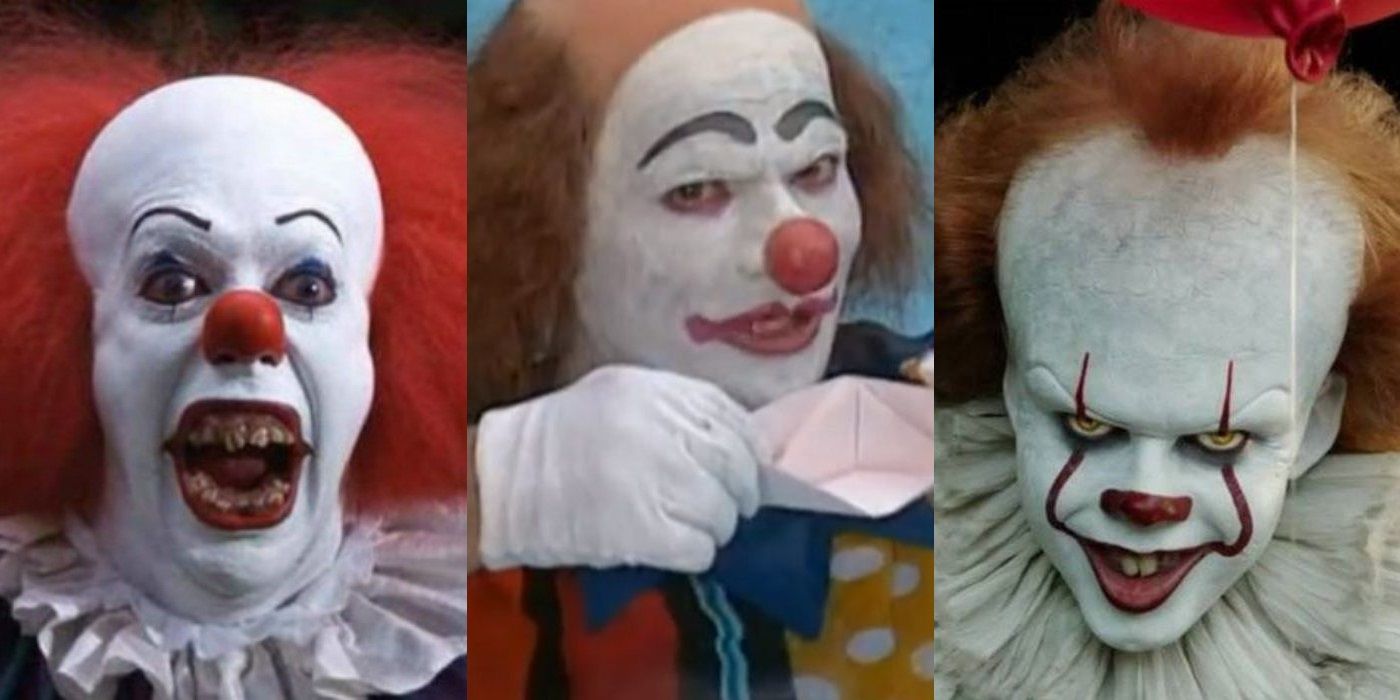 Tim Curry, Liliput, and Bill Skarsgard as Pennywise in IT