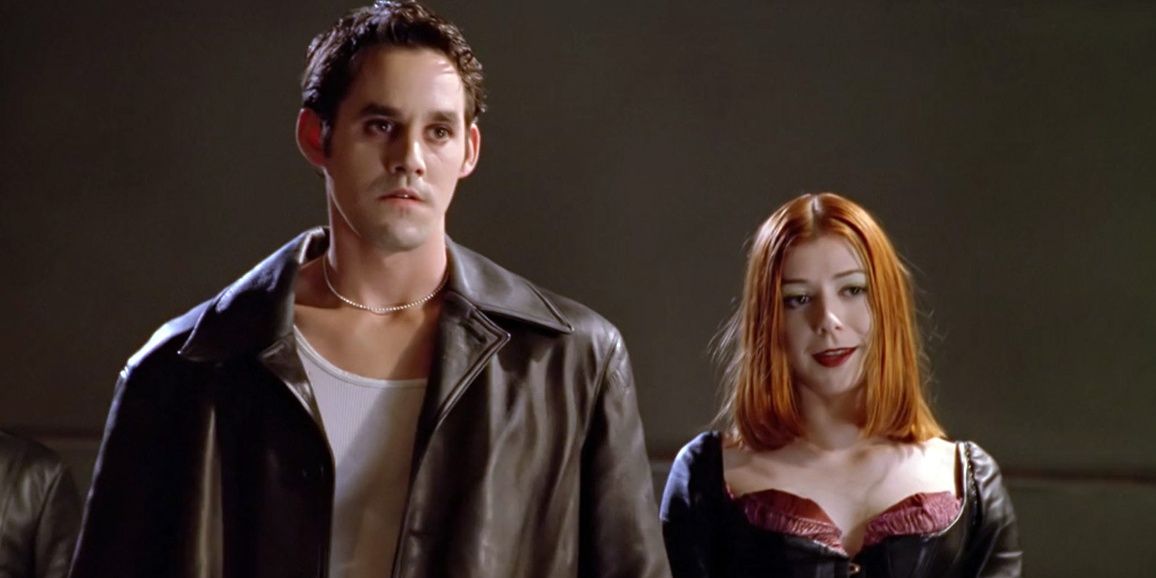 An image of Willow and Xander in Buffy The Vampire Slayer as vampires