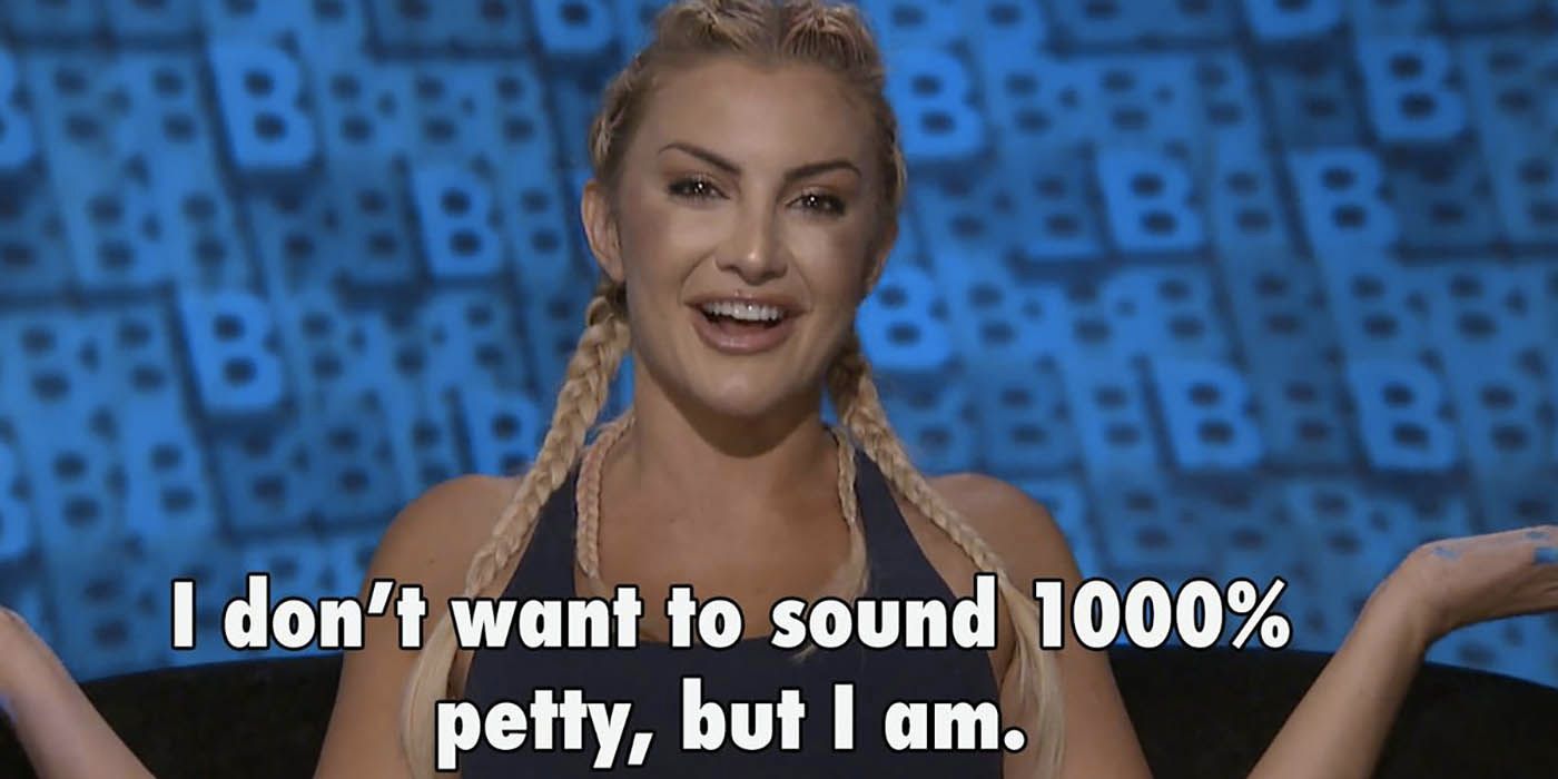 A meme of Kat from Big Brother admitting to being 1000% petty