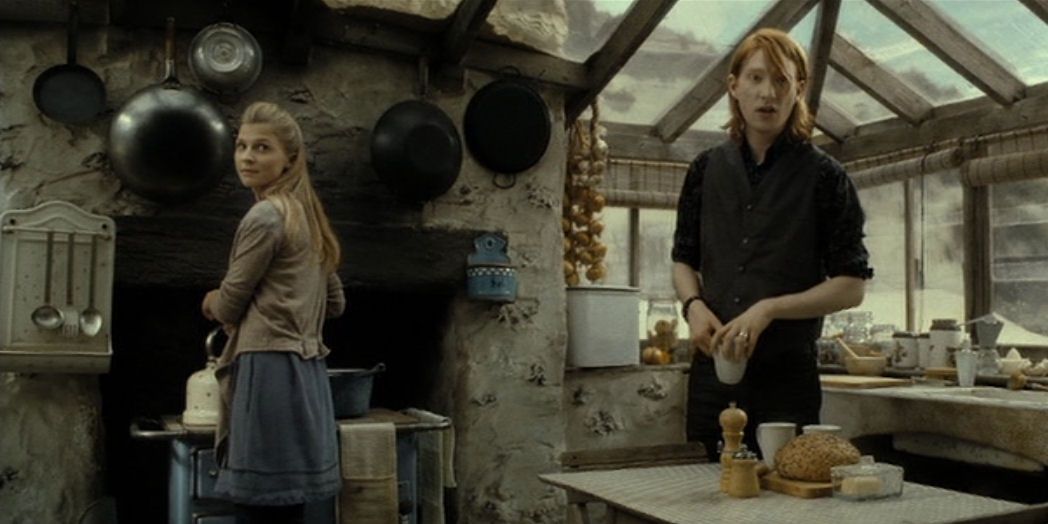 Bill and Fleur welcome Harry and the others to Shell Cottage in Harry Potter and the Deathly Hallows