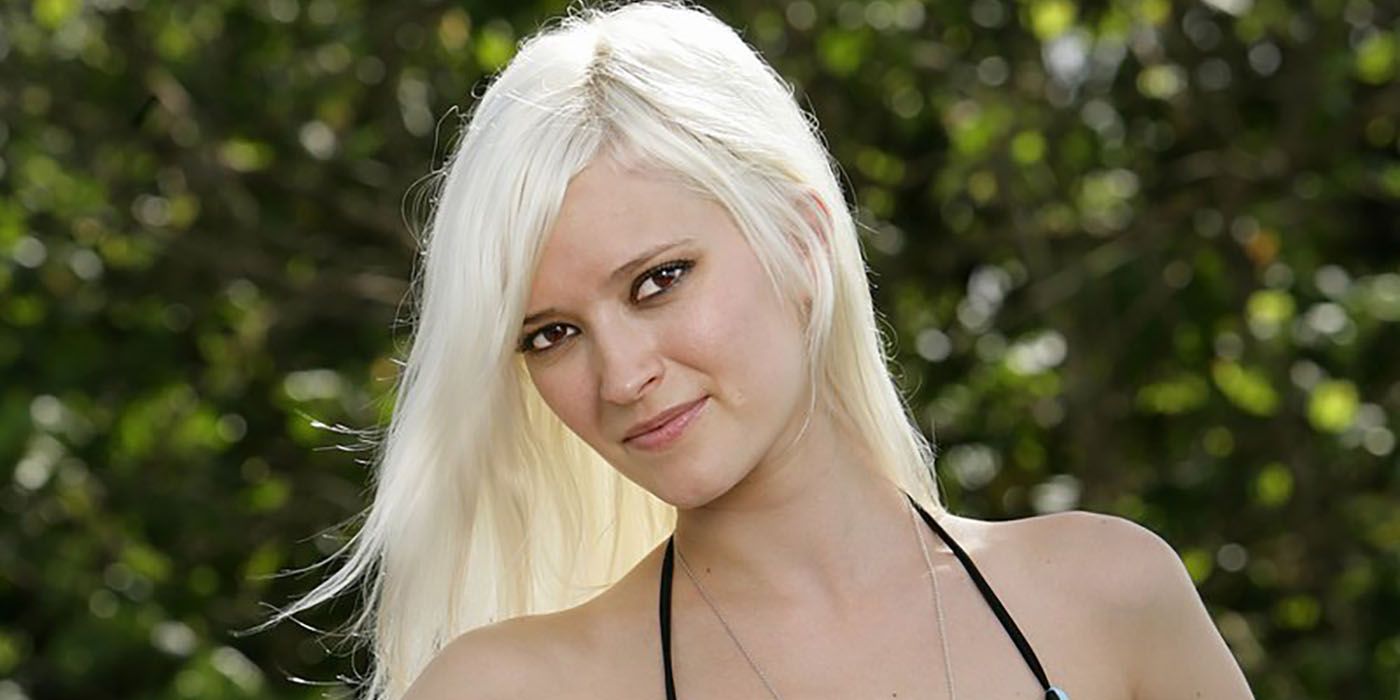 Courtney Yates from Survivor with white hair
