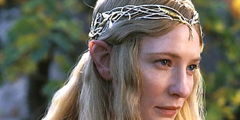 A close-up of Galadriel in Lord of the Rings