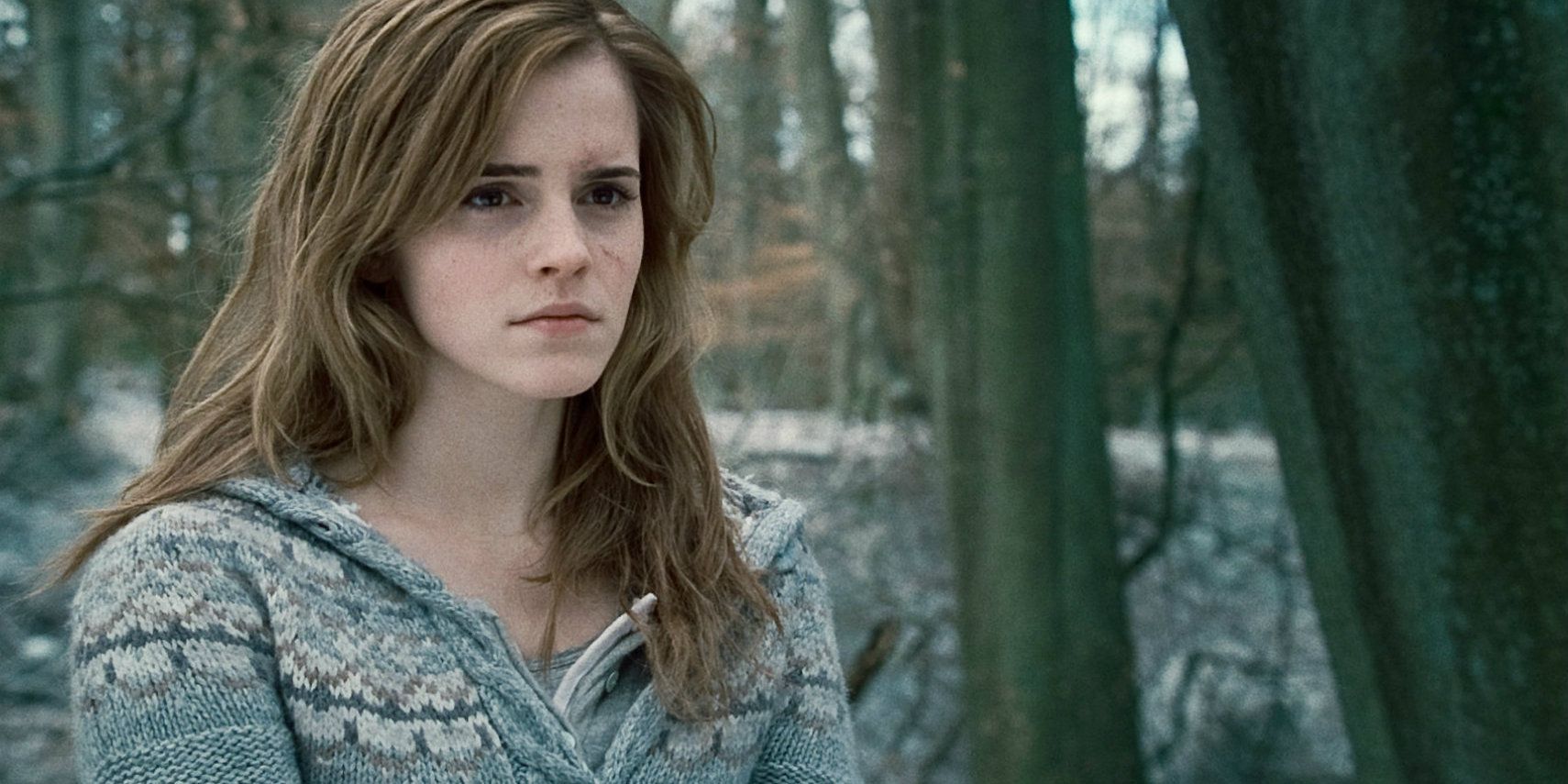 Hermione Granger looking sad in Harry Potter 7