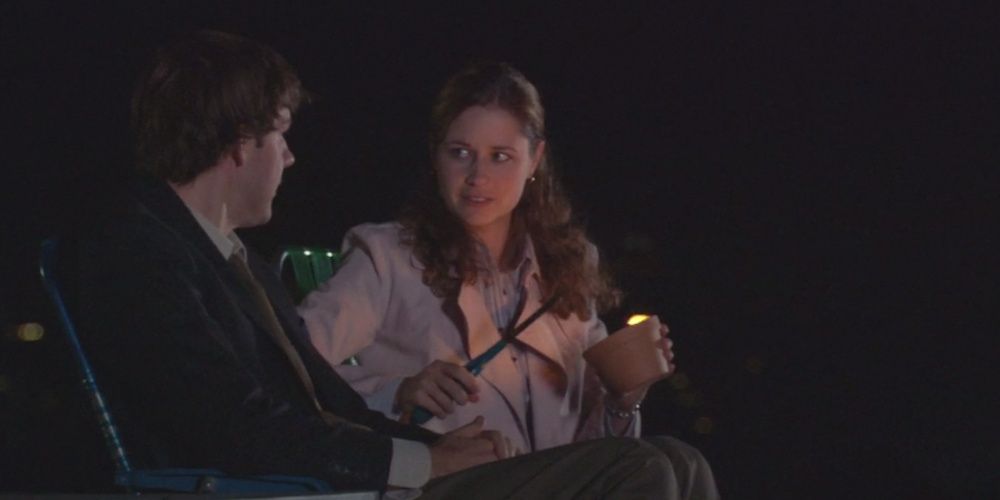 Jim and Pam on the rooftop in The Office