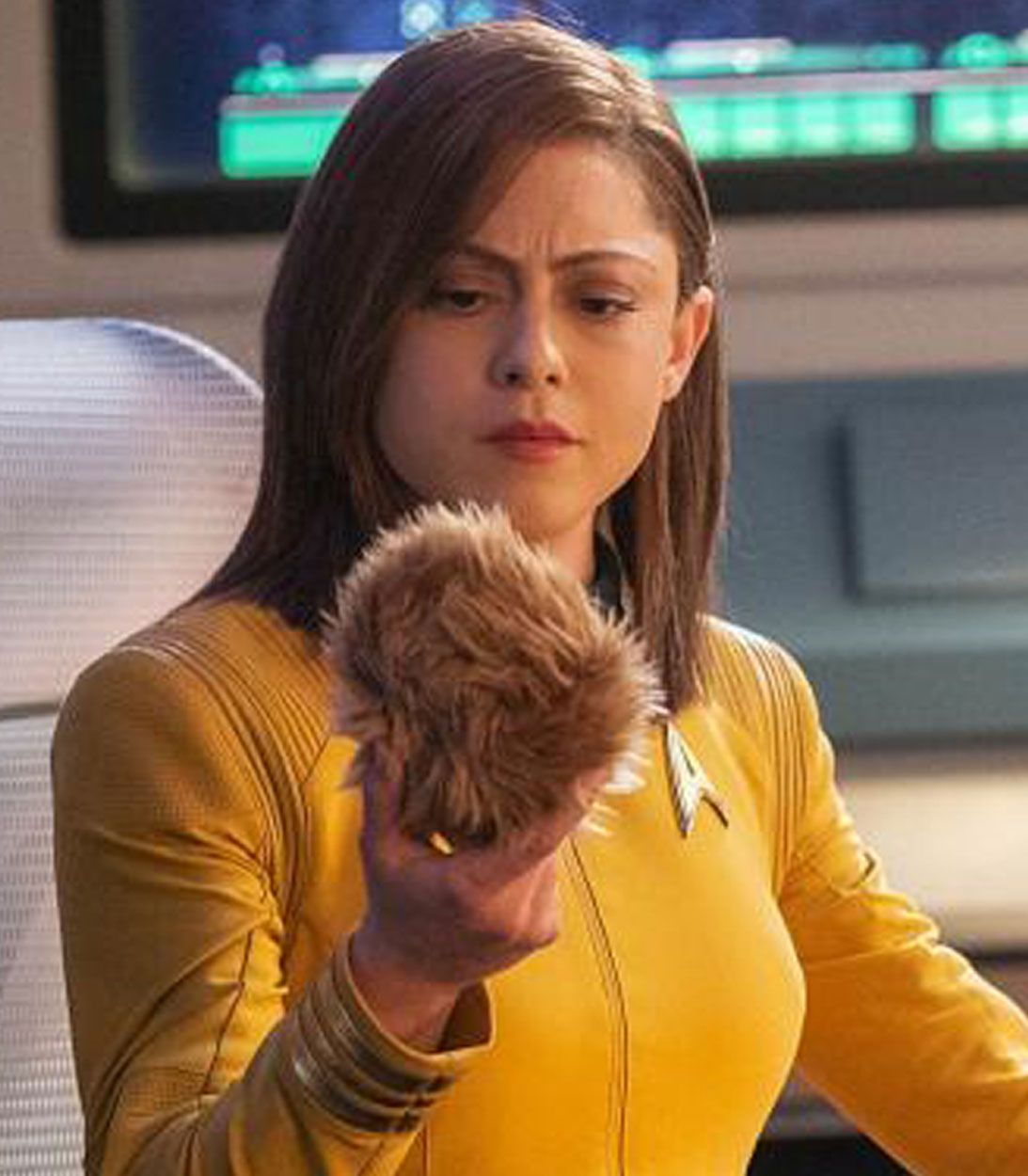 Captain Lucero and a Tribble Star Trek Vertical