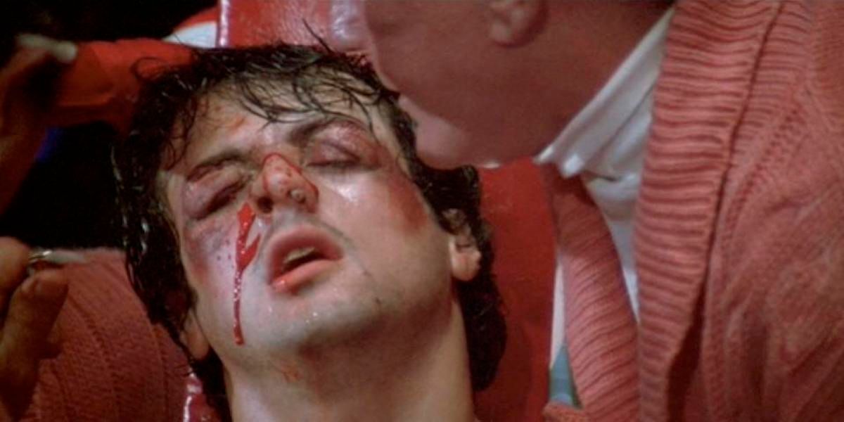 Mickey looking at Rocky&rsquo;s broken nose in Rocky