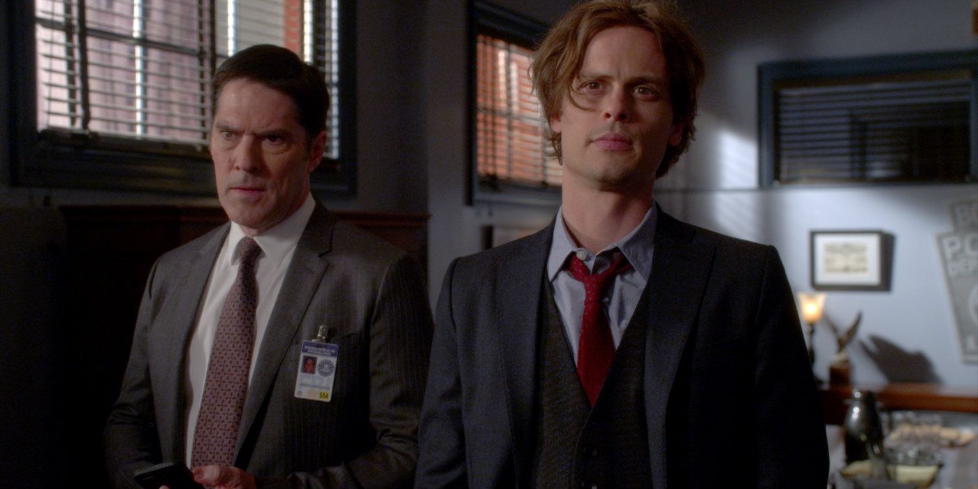 Hotch and Reid announce a profile in Criminal Minds