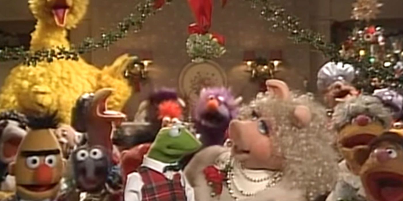 The Muppets and friends celebrate during A Muppet Family Christmas