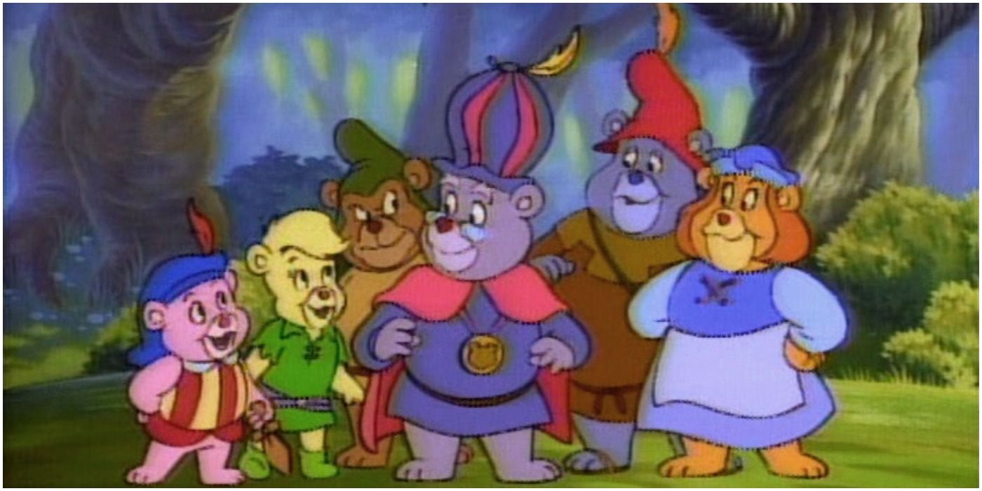 The Gummi Bears gathered around in a forest