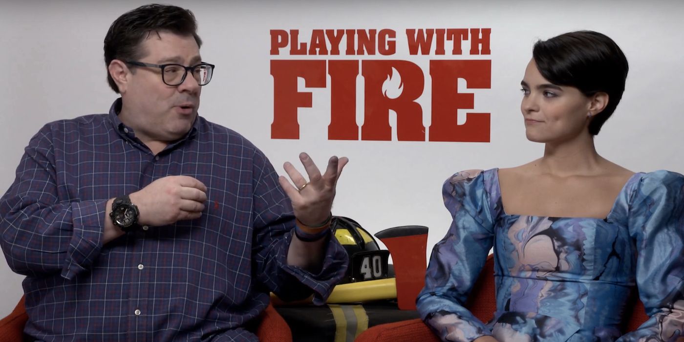 Andy Fickman and Brianna Hildebrand Playing with Fire Press Day