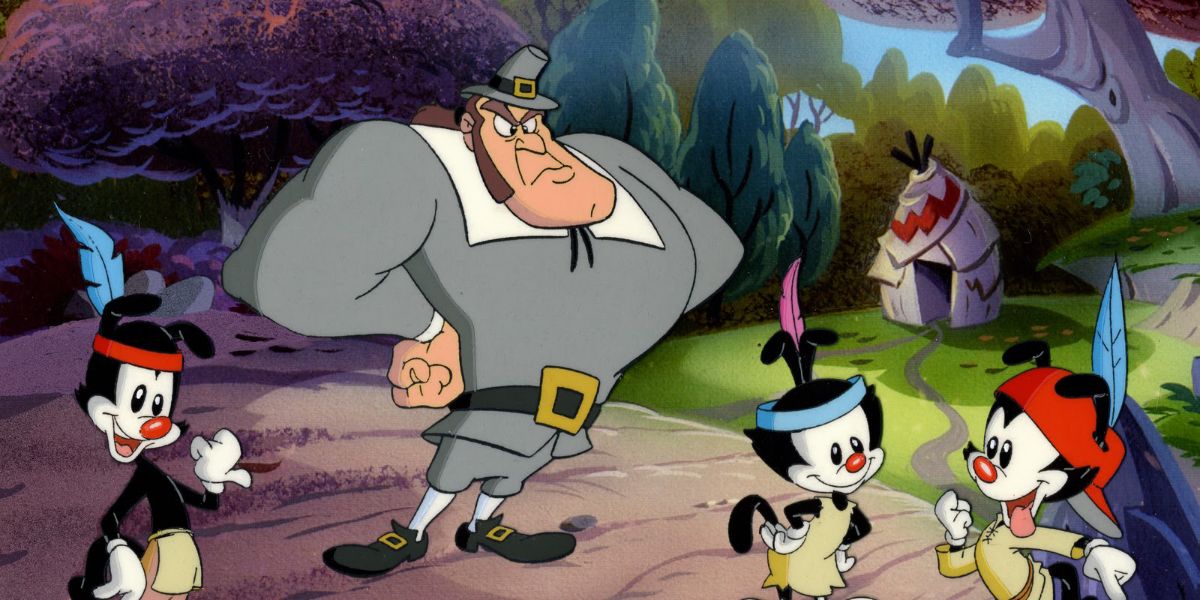The Warners surrounding Standish in Animaniacs