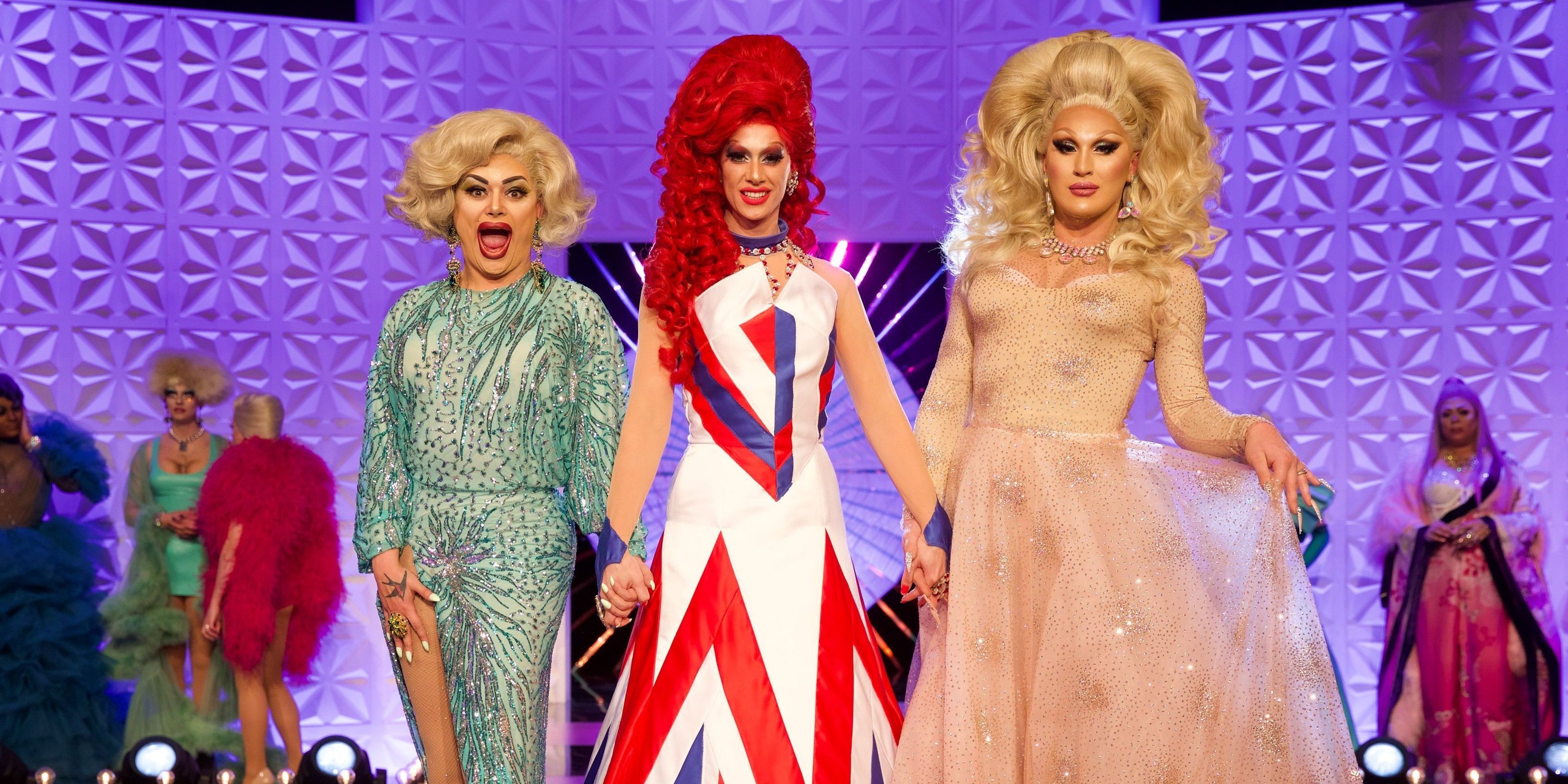 Baga Chipz, Divina De Campo and The Vivienne on RuPaul's Drag Race UK Cropped