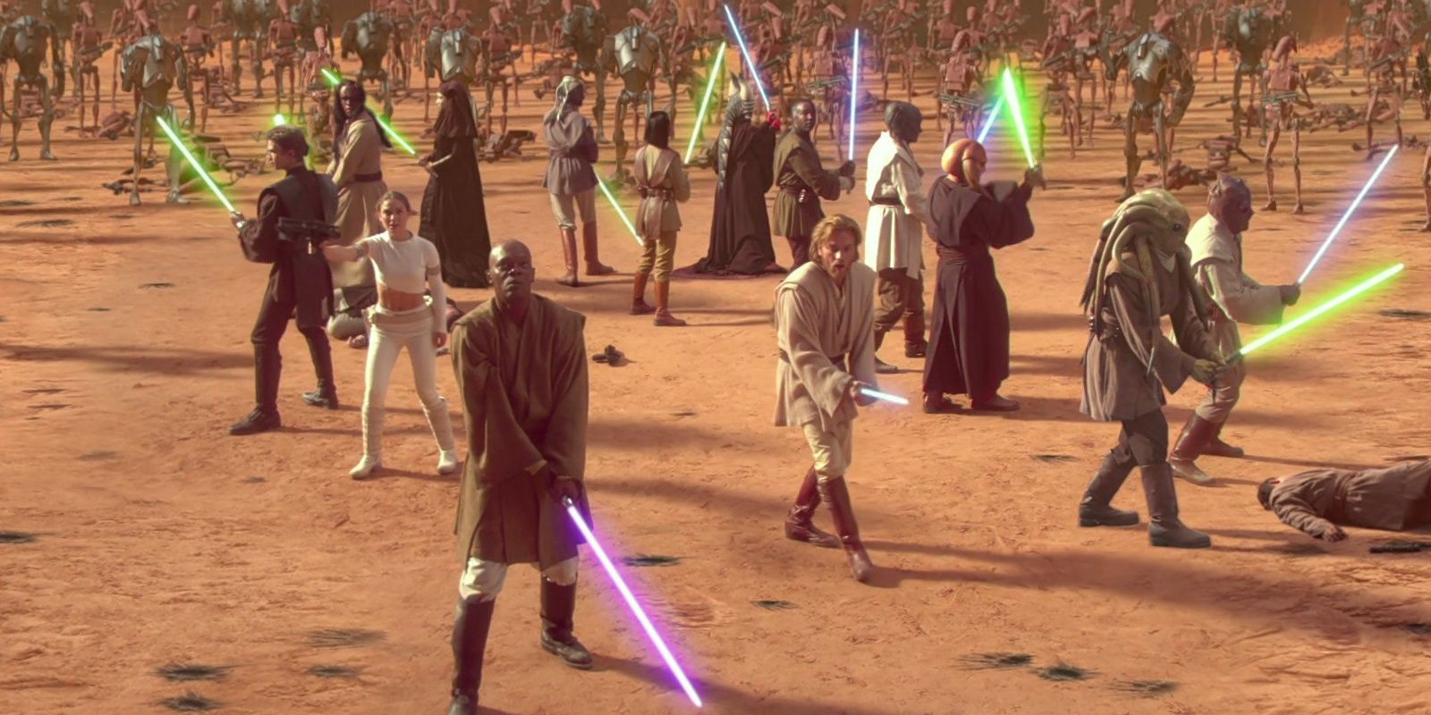 The Jedi strike force in the Battle of Geonosis.