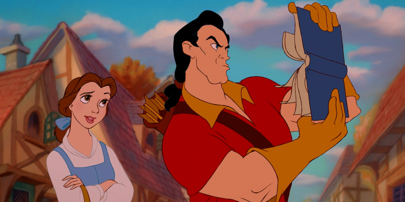 Belle and Gaston in animated Beauty and the Beast