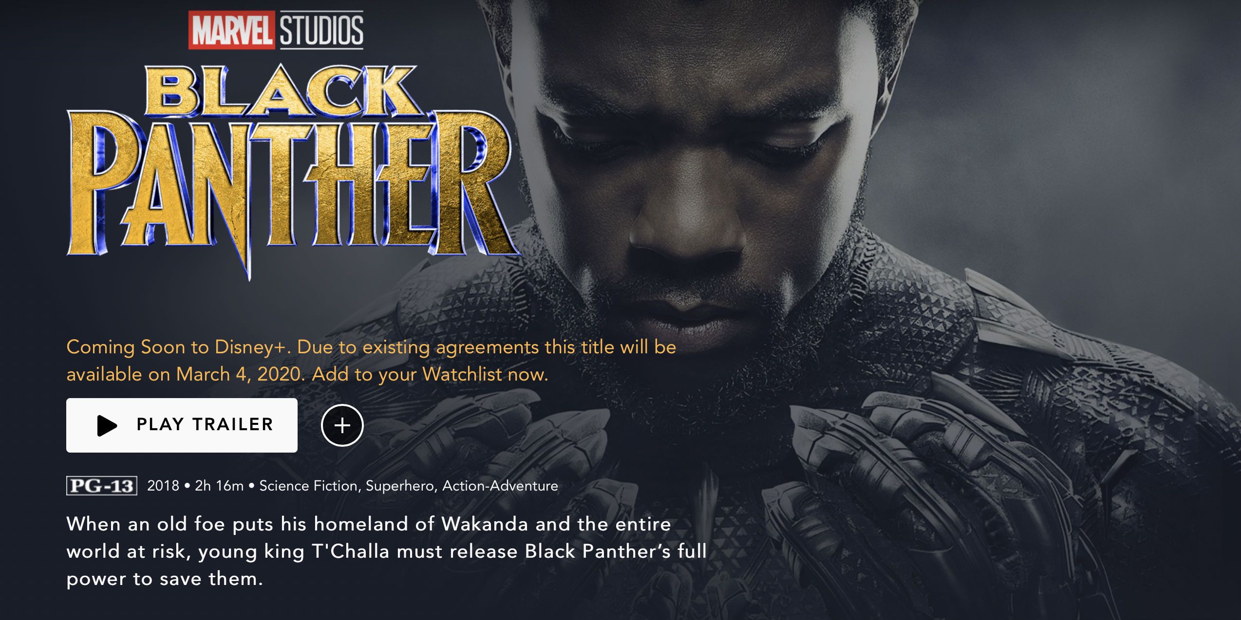 Black Panther Disney Plus