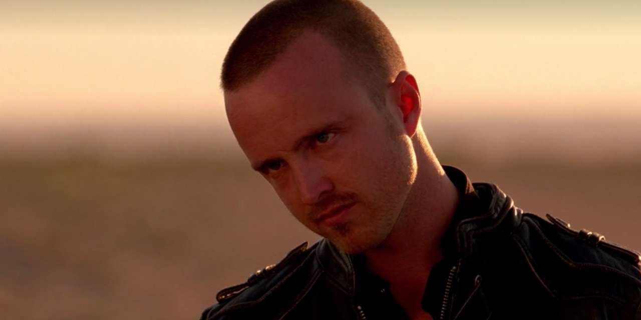 Jesse Pinkman with a serious expression in Breaking Bad.