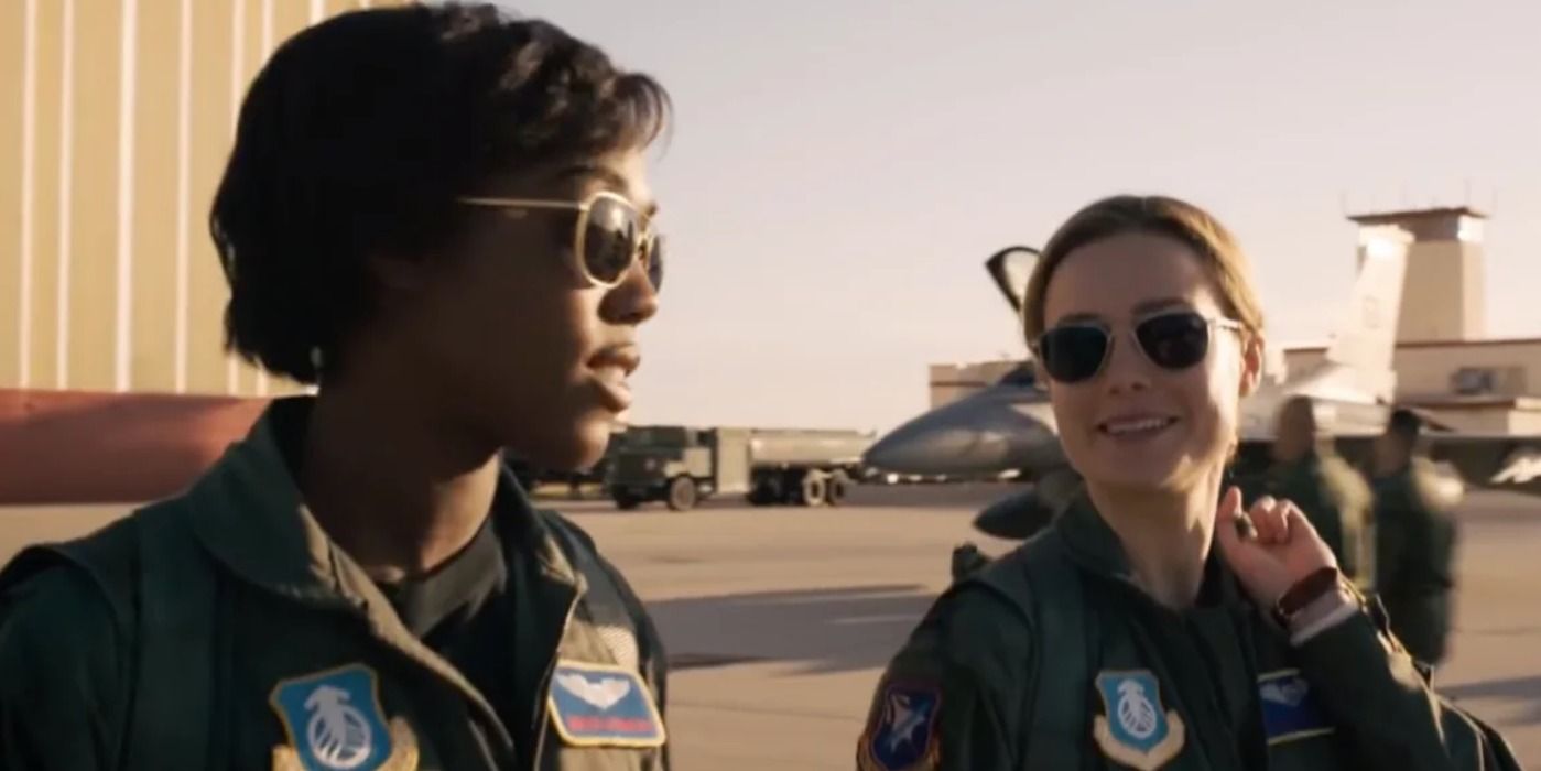 Carol and Maria on the air force base in Captain Marvel