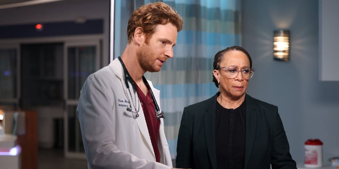 Will and Sharon talk while standing over a patient's bed in Chicago Med episode &quot;A Square Peg in a Round Hole&quot;