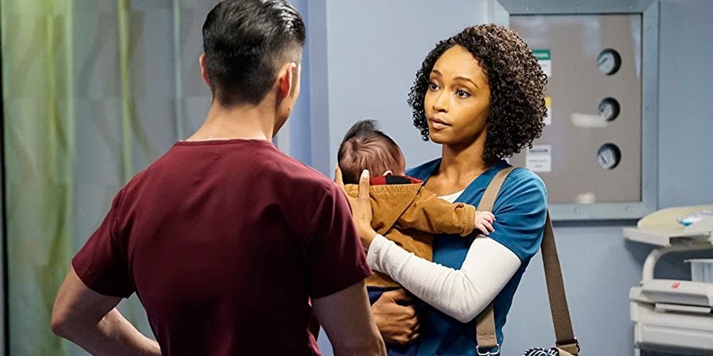 Ethan and April talk while April holds a baby in Chicago Med episode &quot;Forever Hold Your Peace&quot;