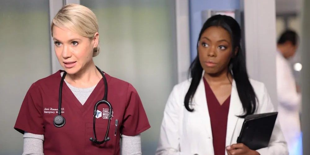 Stevie and Vanessa talk to someone in Chicago Med episode &quot;Status Quo, aka The Mess We're In&quot;